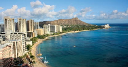 Waikiki Beach Skyline – Honolulu, Oahu Hawaii Honeymoon