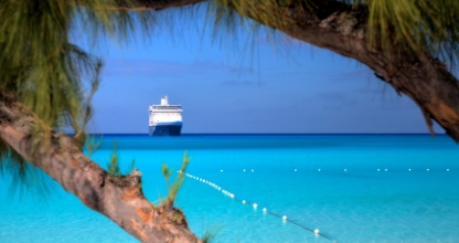 Cruise Ship off the beach - Caribbean Coast  Honeymoon