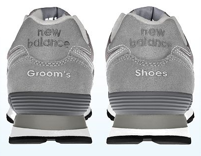 Personalized shoes with the word groom's and shoes on the back.