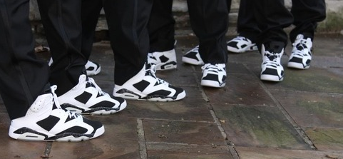 Groom and groomsmen wearing Reebok shoes.